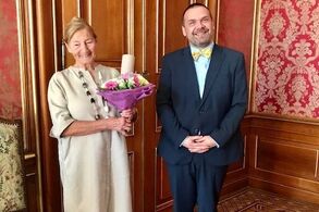 Choreografka a taneční pedagožka Eva Blažíčková a ministr kultury Martin Baxa. Zdroj: Ministerstvo kultury