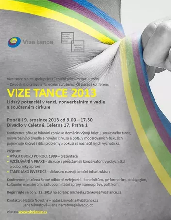 Konference VIZE TANCE 2013 - Lidský potenciál v tanci, nonverbálním divadle a novém cirkuse 9. prosince v Divadle v Celené