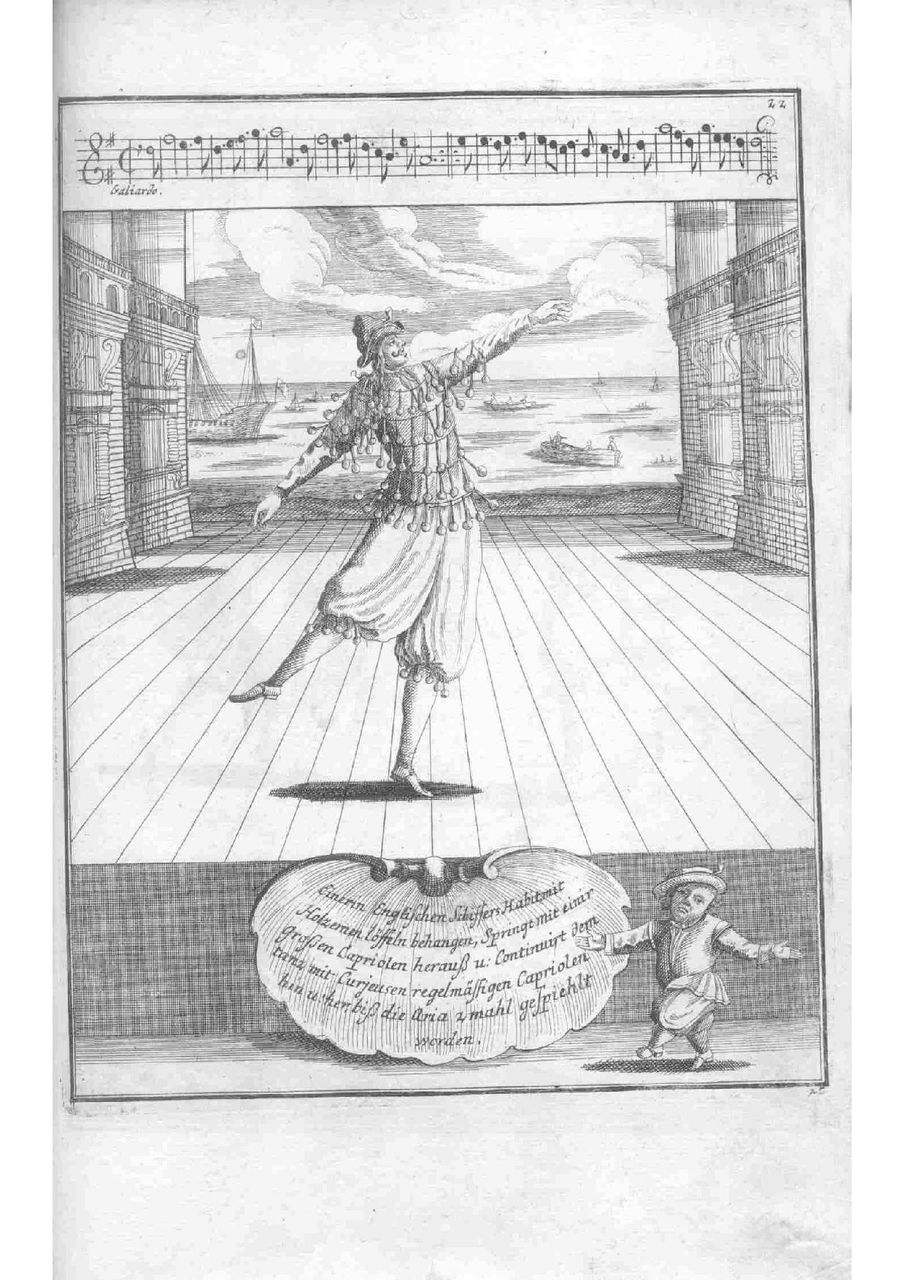 Sbírka divadelně-tanečních komediálních scén tanečního mistra Lambranziho z roku 1716.