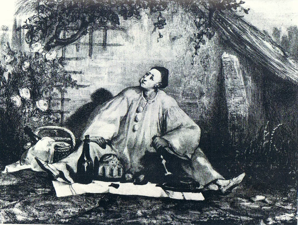 Deburau jako Pierrot. Foto: zdroj Wikimedia Commons. 
