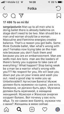 Vyjádření Sergeje Polunina na Instagramu.